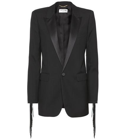 Brunello Cucinelli Leather-fringed Wool Blazer