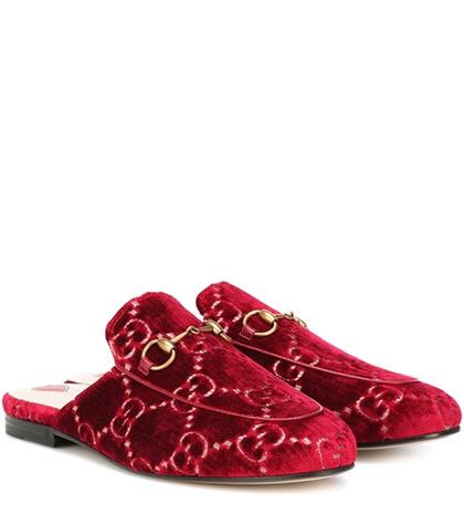 Gucci Princetown Gg Velvet Slippers