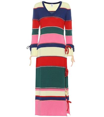 Mm6 Maison Margiela Striped Wool Knitted Midi Dress
