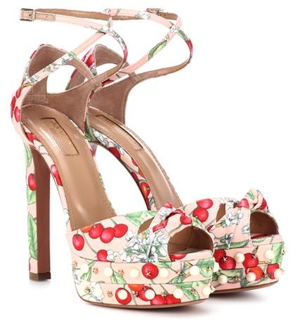 Aquazzura Harlow Pearls 140 Plateau Sandals