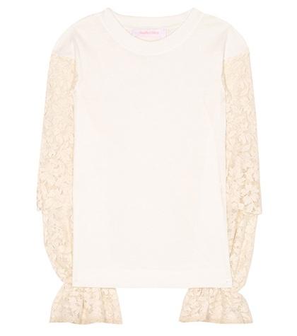 See By Chlo Cotton Lace-sleeve Top
