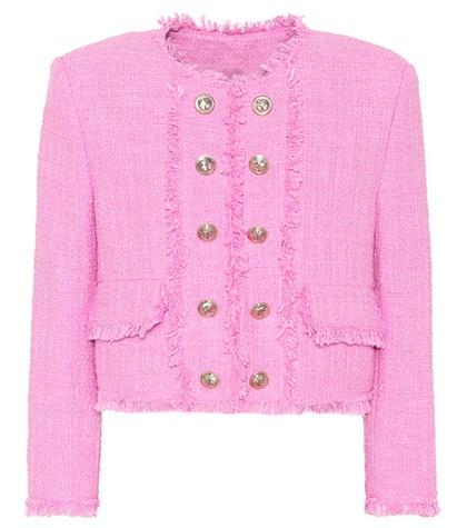 Msgm Cropped Tweed Jacket