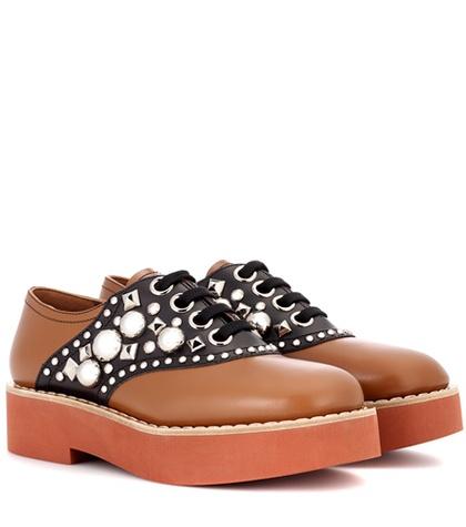 Balenciaga Embellished Leather Derby Shoes