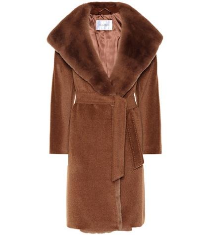 Max Mara Sublime Fur-trimmed Alpaca And Wool Coat