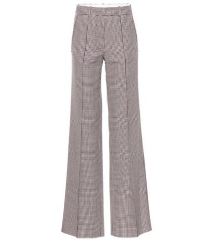 Victoria Beckham Checked Wool Wide-leg Pants