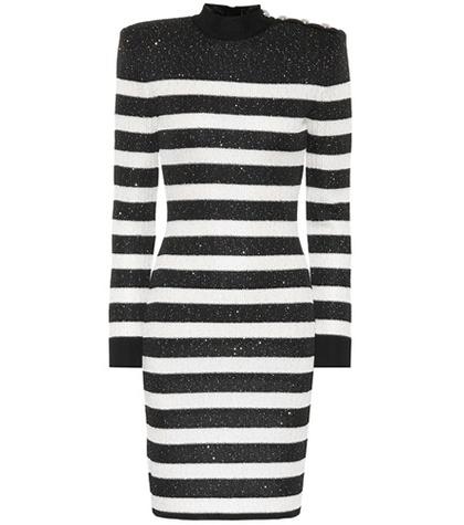 Balmain Sequined Striped Dress
