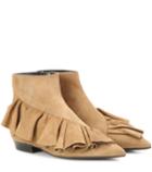 Jw Anderson Ruffle Suede Ankle Boots
