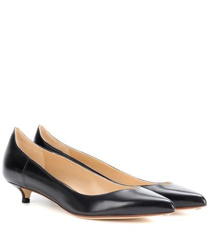 Francesco Russo Leather Kitten Heel Pumps