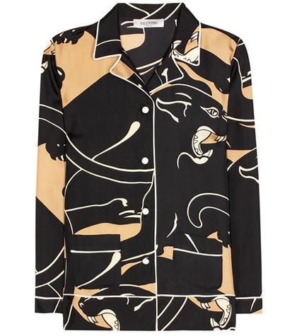 Self-portrait Printed Silk Shirt