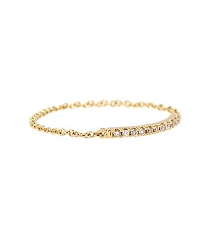 Sydney Evan Thin Tiffany 14kt Gold And 5ct Diamonds Chain Ring