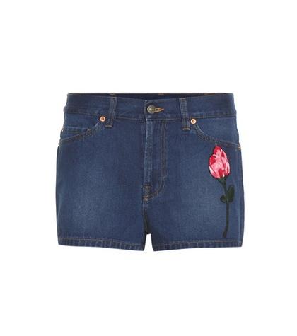 Gucci Embroidered Denim Shorts