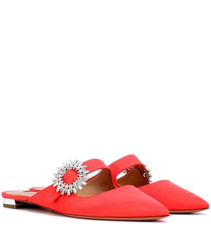 Aquazzura Crystal Blossom Grosgrain Slippers