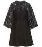 Valentino Virgin Wool And Silk Cape Dress With Lace
