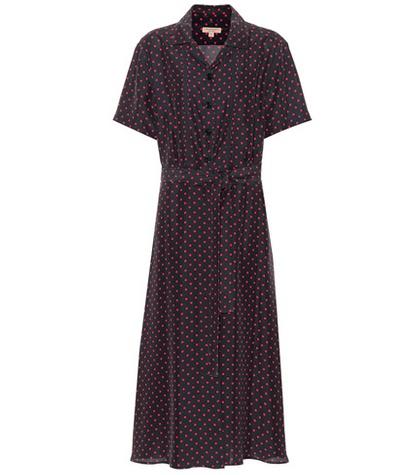 Burberry Polka-dot Silk Midi Dress