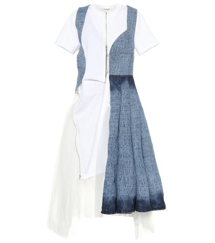 Roger Vivier Denim And Tulle Midi Dress