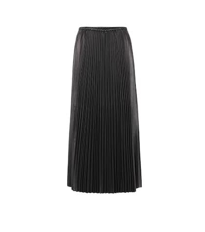 Valentino Pleated Leather Midi Skirt