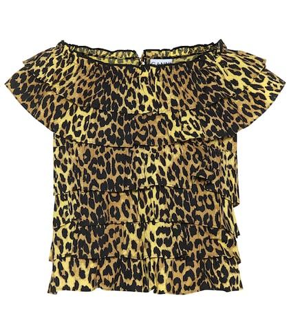 Ganni Leopard-printed Cotton Top