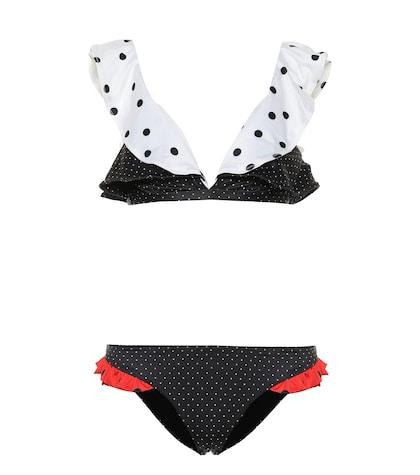 Ganni Polka-dot Print V-neck Bikini