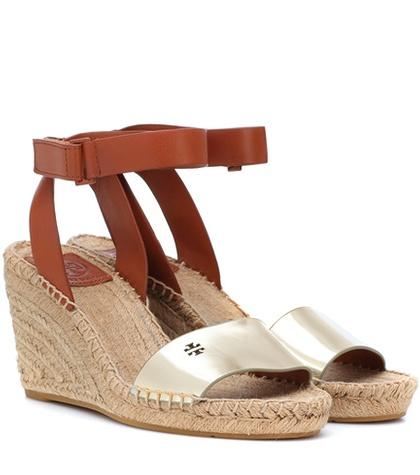 Max Mara Bima Leather Wedge Espadrilles