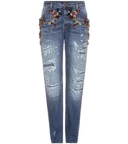 Dolce & Gabbana Crystal-embellished Slim Jeans