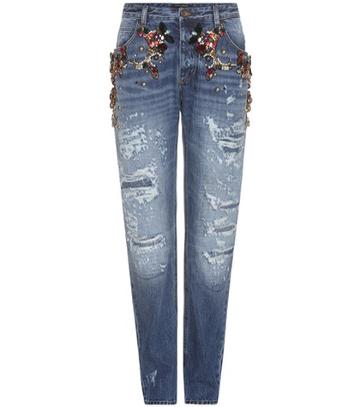 Dolce & Gabbana Crystal-embellished Slim Jeans