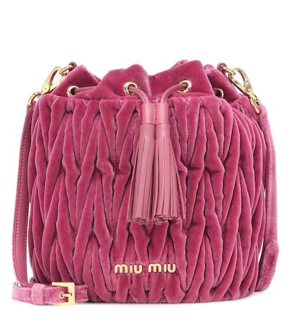 Miu Miu Matelassé Velvet Bucket Bag