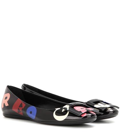 Roger Vivier T-shirt Rv Printed Patent Leather Ballerinas