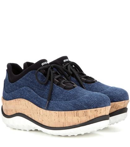 Miu Miu Denim Platform Sneakers