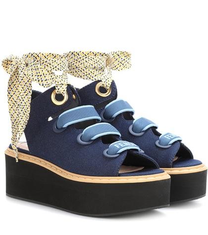 Fendi Denim Platform Sandals