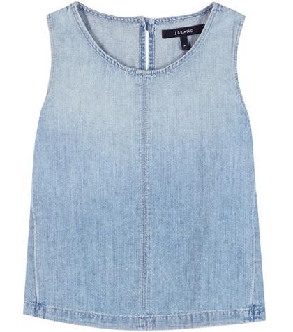 J Brand Tayla Cotton And Linen Denim Top