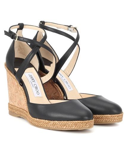 Jimmy Choo Alita 105 Leather Wedge Sandals
