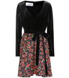 Valentino Floral-printed Velvet And Crêpe Dress