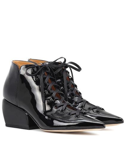 Petar Petrov Sacha Patent Leather Ankle Boots