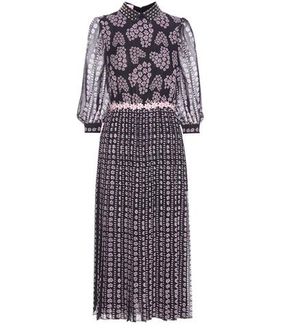 Giamba Embellished Printed Silk Midi Dress