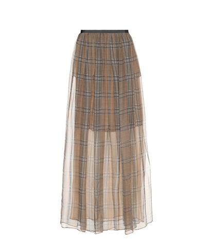 Brunello Cucinelli Checked Silk Skirt