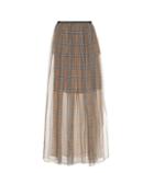 Brunello Cucinelli Checked Silk Skirt