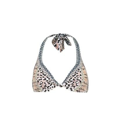 Camilla Embellished Leopard-print Bikini Top