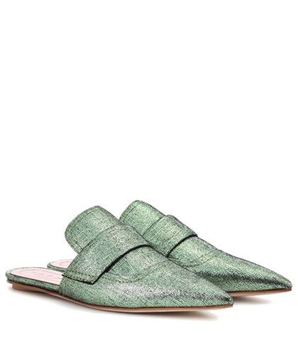 Marni Sabot Metallic Leather Slippers