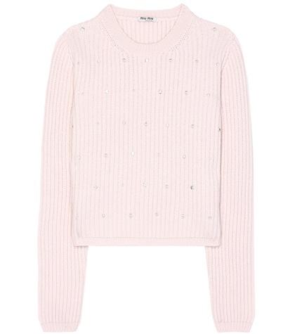Miu Miu Embellished Knitted Cashmere Sweater