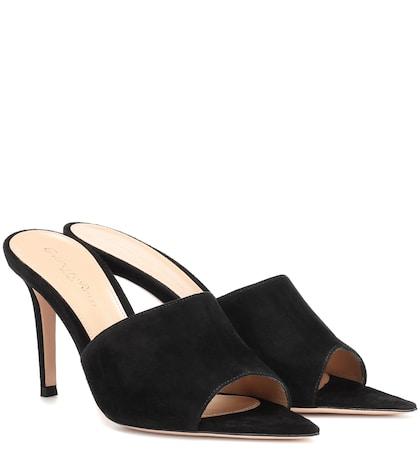 Gianvito Rossi Pointy 85 Suede Mules
