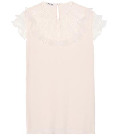 Miu Miu Lace-trimmed Silk Blouse