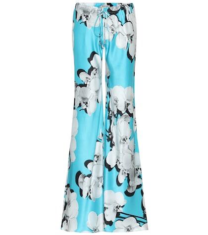 Roberto Cavalli Floral-printed Wide-leg Silk Pants