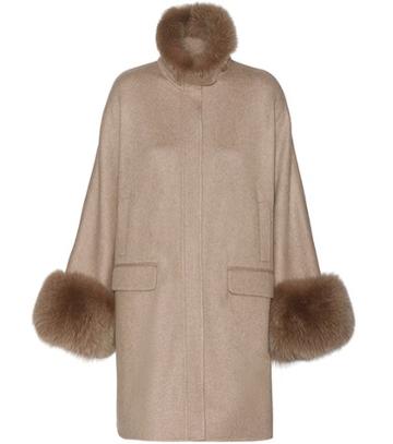 Charlotte Olympia Anouk Cashmere And Fox Fur Coat