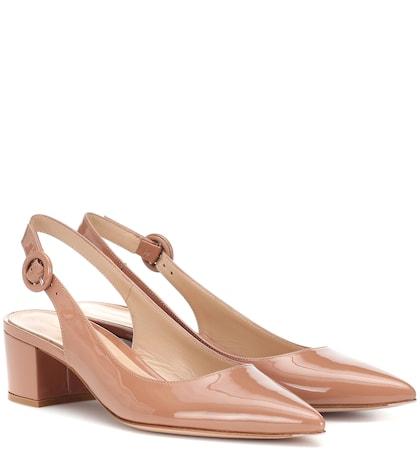 Gianvito Rossi Amee Patent Leather Slingback Pumps