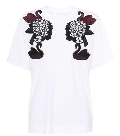 Victoria Victoria Beckham Cotton T-shirt With Embroidered Appliqués