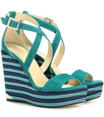 Fendi Portia 120 Suede Wedge Sandals
