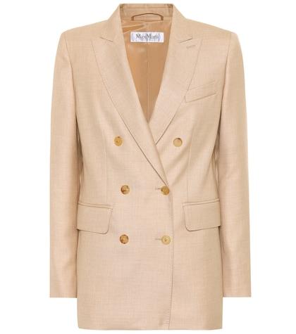 Oscar De La Renta Merlot Silk And Camel Hair Blazer