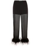 Prada Feather-trimmed Silk-chiffon Trousers