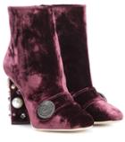 Dolce & Gabbana Embellished Velvet Ankle Boots