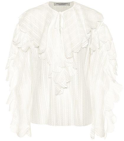 Philosophy Di Lorenzo Serafini Ruffle-trimmed Cotton-blend Blouse